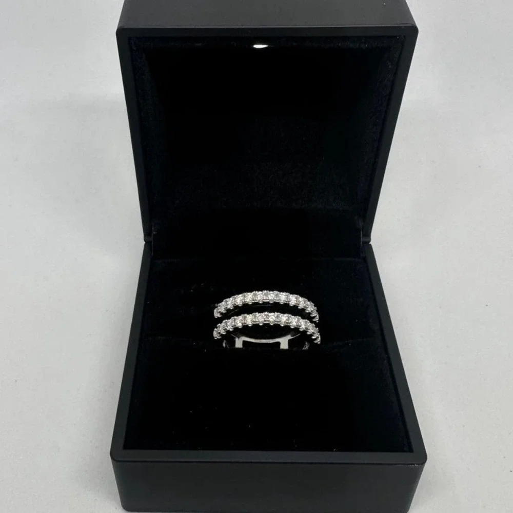 Moissanite Diamond Ring Enhancer Double Row Wedding Band Brilliant GRA Size 10